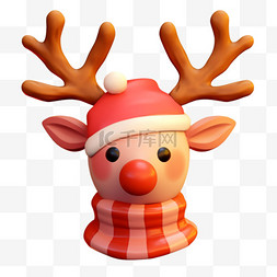 真实鹿头图片_圣诞节圣诞鹿头黏土卡通立体装饰