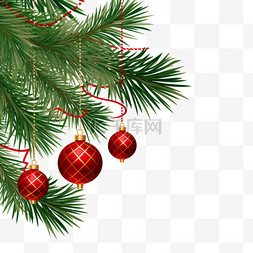 彩球圣诞图片_圣诞节松针叶彩球圣诞免抠装饰元