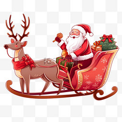车里边的座位图片_圣诞老人麋鹿送礼卡通圣诞节手绘