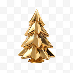 3D立体金色金属质感圣诞树4