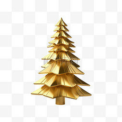 3D立体金色金属质感圣诞树11