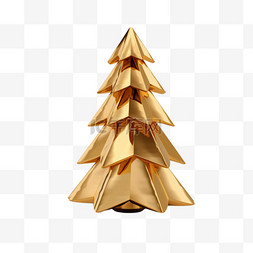 圣诞8图片_3D立体金色金属质感圣诞树8