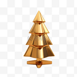 3D立体金色金属质感圣诞树3