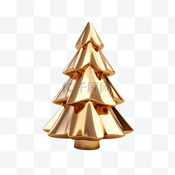 3D立体金色金属质感圣诞树10