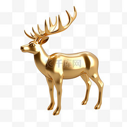 21金色图片_3D立体金色金属质感圣诞麋鹿21