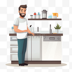 厨房水槽图片_一名男子站在厨房水槽旁