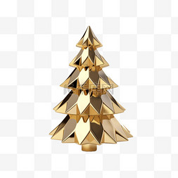 立体数字金属图片_3D立体金色金属质感圣诞树18
