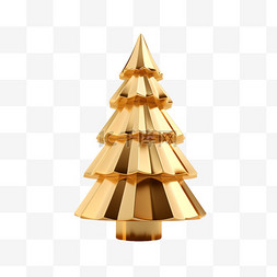 数字金属质感图片_3D立体金色金属质感圣诞树13