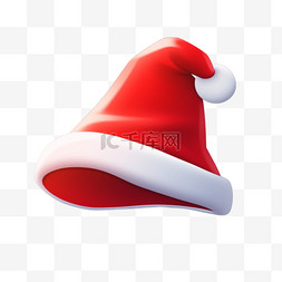 立体圣诞红色图片_3D立体粘土风可爱红色圣诞帽子10