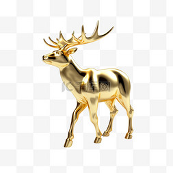 金色18数字图片_3D立体金色金属质感圣诞麋鹿18