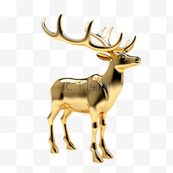 数字19图片_3D立体金色金属质感圣诞麋鹿19