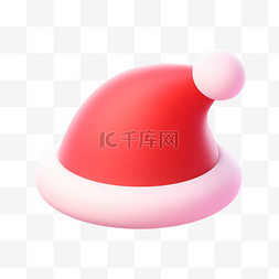 圣诞树雪块图片_3D立体粘土风可爱红色圣诞帽子1