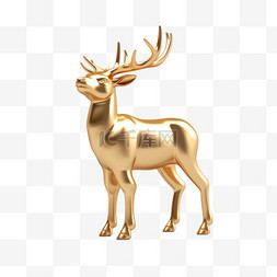 3D立体金色金属质感圣诞麋鹿2