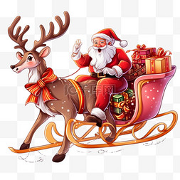 麋鹿雪图片_圣诞节圣诞老人麋鹿卡通送礼手绘