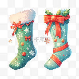 袜子图形圣诞元素立体免扣图案
