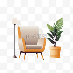 坐在房间里靠近盆栽植物的椅子