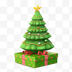 手绘的礼盒图片_圣诞节3d圣诞树免抠元素