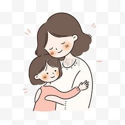 拥抱的孩子图片_感恩节卡通手绘母女拥抱元素