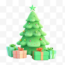 手绘的礼盒图片_圣诞树3d圣诞节免抠元素