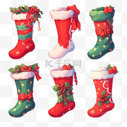 袜子质感圣诞元素立体免扣图案
