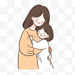 拥抱的孩子图片_母女拥抱卡通感恩节手绘元素