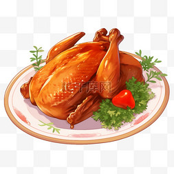 美食图片背景素材图片_感恩节火鸡美食卡通元素手绘