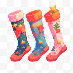 袜子长筒圣诞元素立体免扣图案