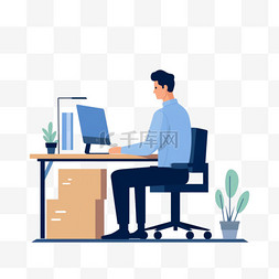 人坐在电脑前图片_坐在电脑前的办公桌前的人