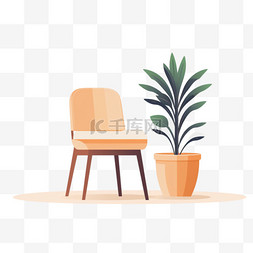 坐在房间里靠近盆栽植物的椅子