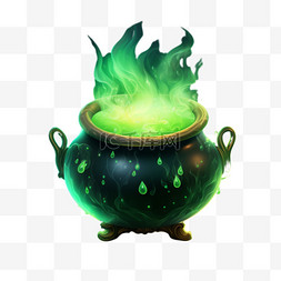 魔法绿色炉子元素立体免扣图案