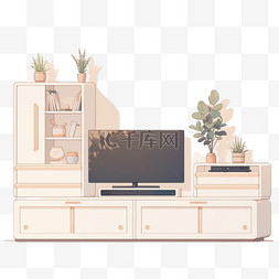 家具简约电视柜元素立体免扣图案