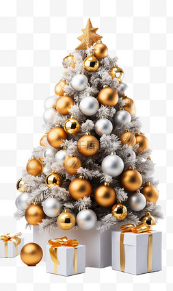 圣诞节金色圣诞树图片_圣诞金色圣诞树立体高级感元素