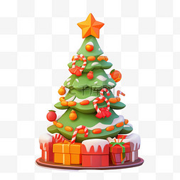 立体绿色背景图片_圣诞节圣诞树3d立体免抠元素
