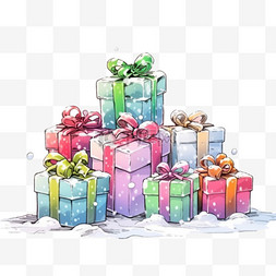 礼物礼盒圣诞节手绘免抠元素