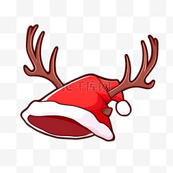 圣诞帽鹿角图片_圣诞节鹿角圣诞帽元素卡通手绘
