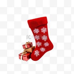 质感背景红色礼盒图片_圣诞袜礼物3d免抠圣诞节元素