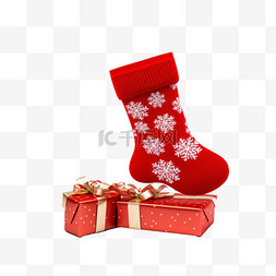 装满礼物的袜子图片_免抠元素圣诞节圣诞袜礼物3d