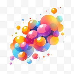 彩色重叠气泡元素立体免扣图案