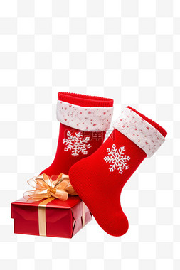 装满礼物的袜子图片_圣诞袜礼物圣诞节3d免抠元素
