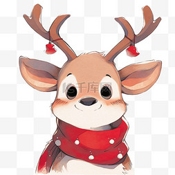 小鹿手绘背景图片_手绘元素圣诞节麋鹿卡通