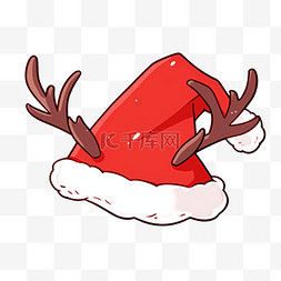 圣诞帽鹿角图片_圣诞节卡通手绘鹿角圣诞帽元素