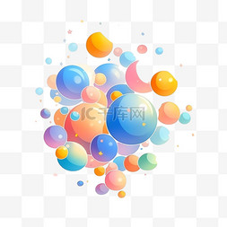 彩色手绘气泡元素立体免扣图案
