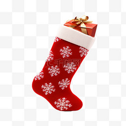 圣诞袜红色图片_圣诞节圣诞袜3d免抠元素礼物