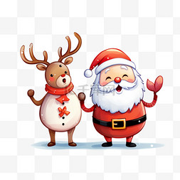 麋鹿背景图片_圣诞节麋鹿卡通圣诞老人手绘元素