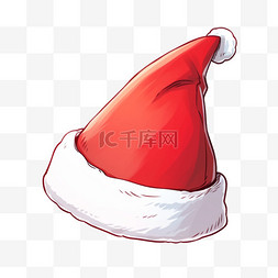 圣诞白色帽子图片_圣诞节圣诞帽元素简笔画卡通