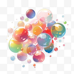 彩色写实图片_彩色绘画气泡元素立体免扣图案