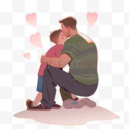 感恩节卡通手绘拥抱的父子元素