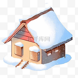 小也图片_冬天免抠小木屋下雪手绘元素