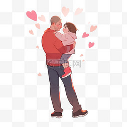 父子拥抱拥抱图片_拥抱的父子卡通感恩节手绘元素