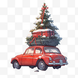 圣诞汽车冬天元素立体免扣图案